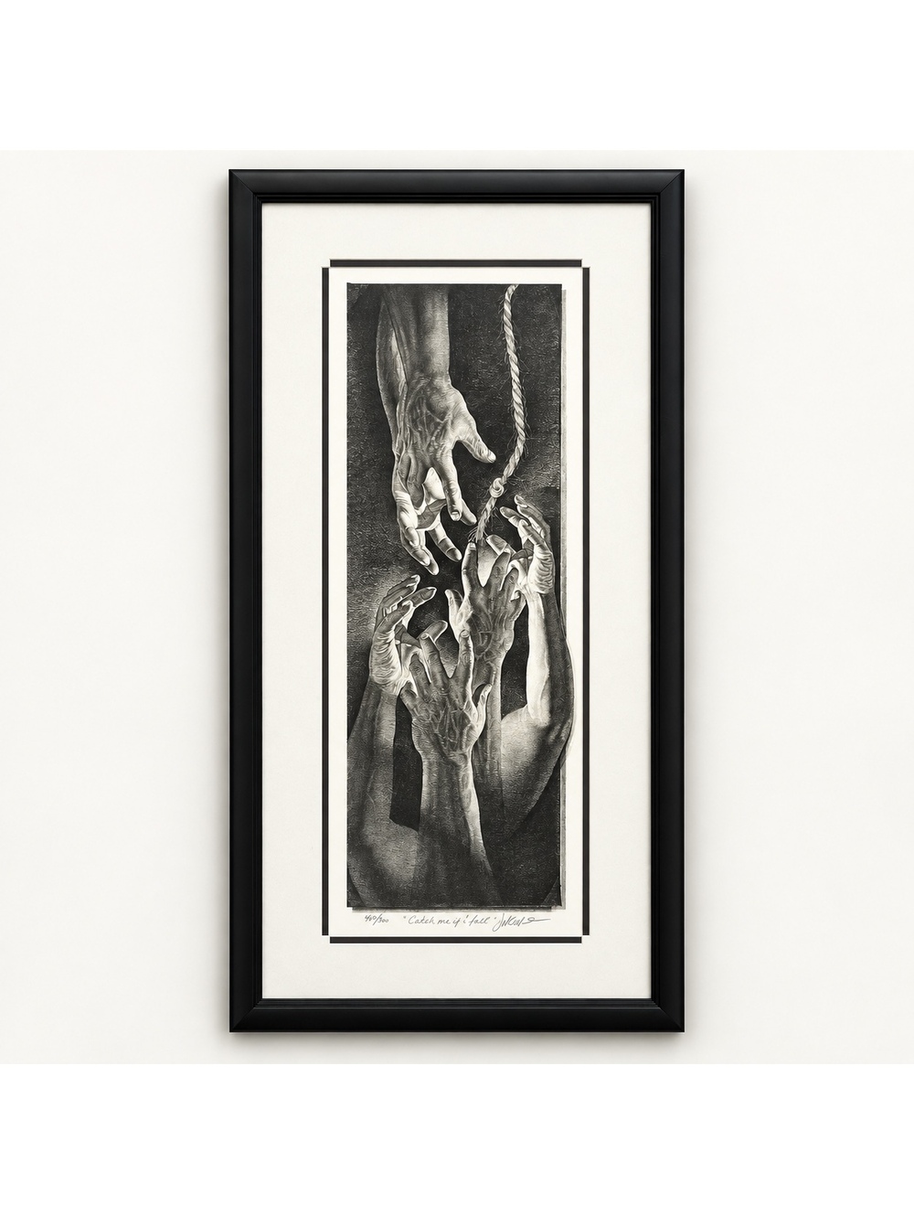 John Nelson Catch Me If I Fall Signed Lithograph 402/750 Framed 29x15